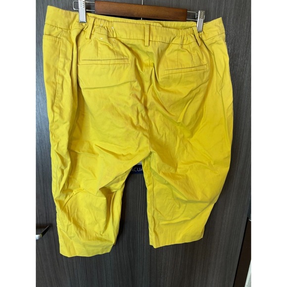Talbots Capri Perfect Skimmer Pants Women's 16 Yellow Cotton Stretch Zip Fly - Picture 2 of 16